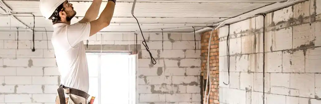 Ανακαίνιση σπιτιού σε εξέλιξη με οικοδομικές και ηλεκτρολογικές εργασίες