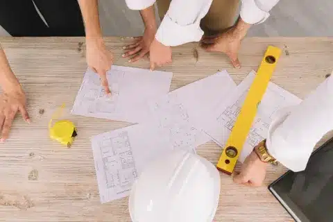 Ομάδα μηχανικών της Chroma Decor σε στάδιο μελέτης και σχεδιασμού έργου ανακαίνισης